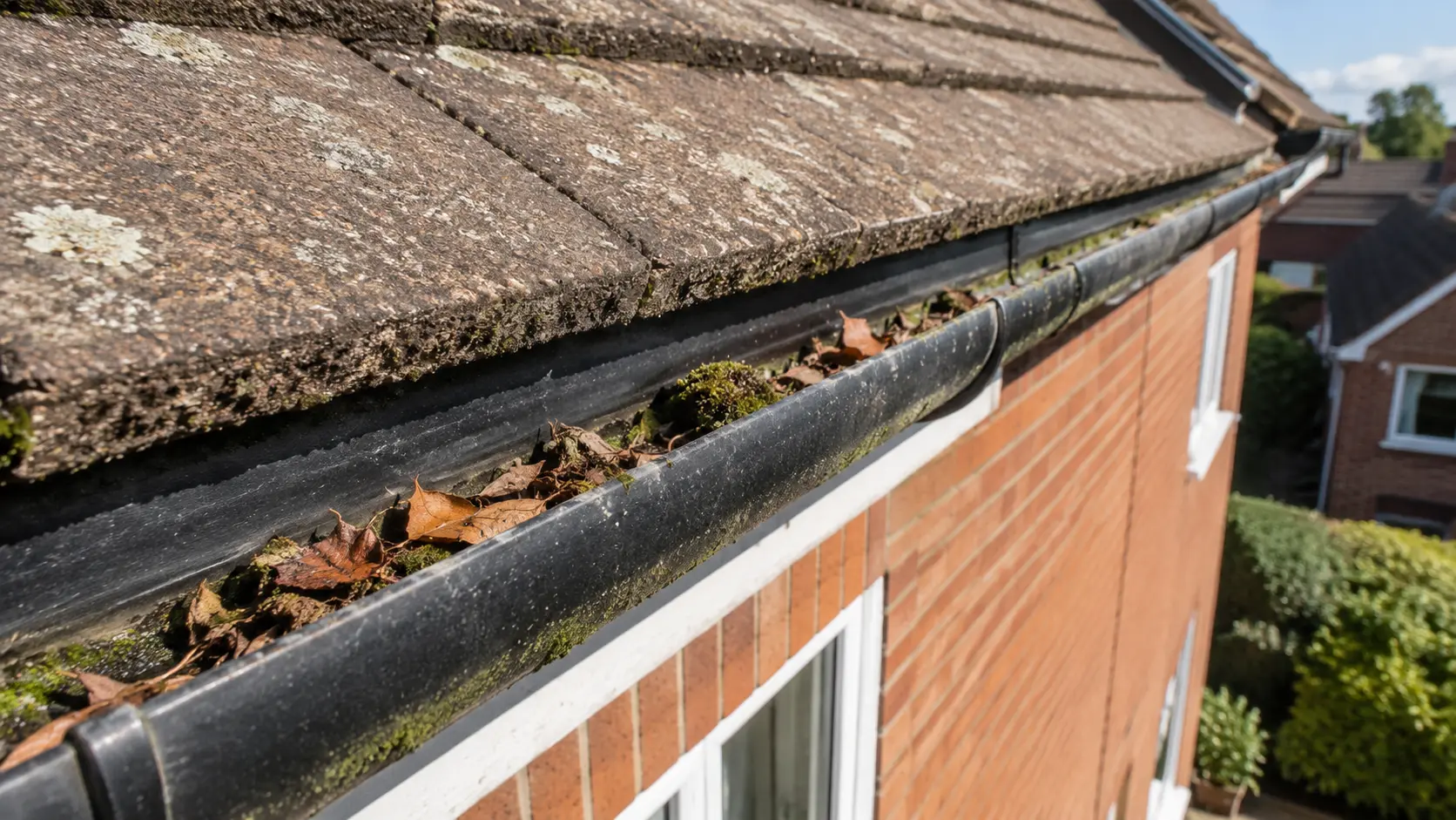 Before and after of gutters cleaned.